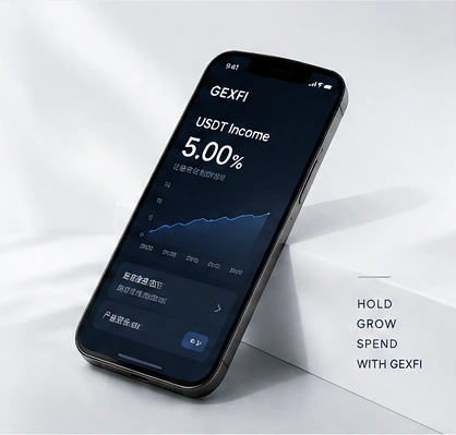 GEXFI USDT Income on a mobile device.